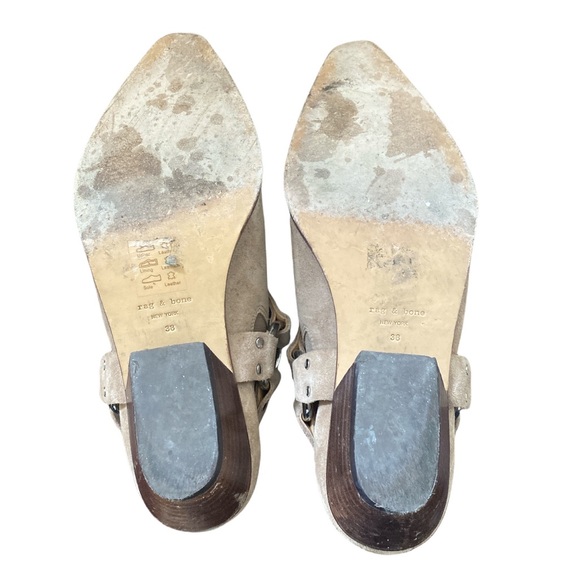 Taupe Suede Rag & Bone Pointy Ankle Boots w/ Silver Hardware Accents/Sz 38/EUC - Picture 4 of 4